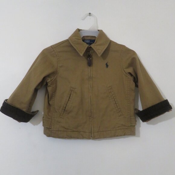 Like New Polo Raloh Lauren Vintage Dark Tan Canvas Zipped Jacket - Picture 1 of 5